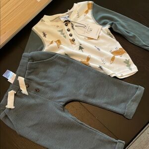 Bon Bebe Cream and Brown Baby Outfit